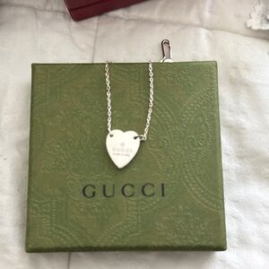 Gucci Silver Heart Pendant Bracelet